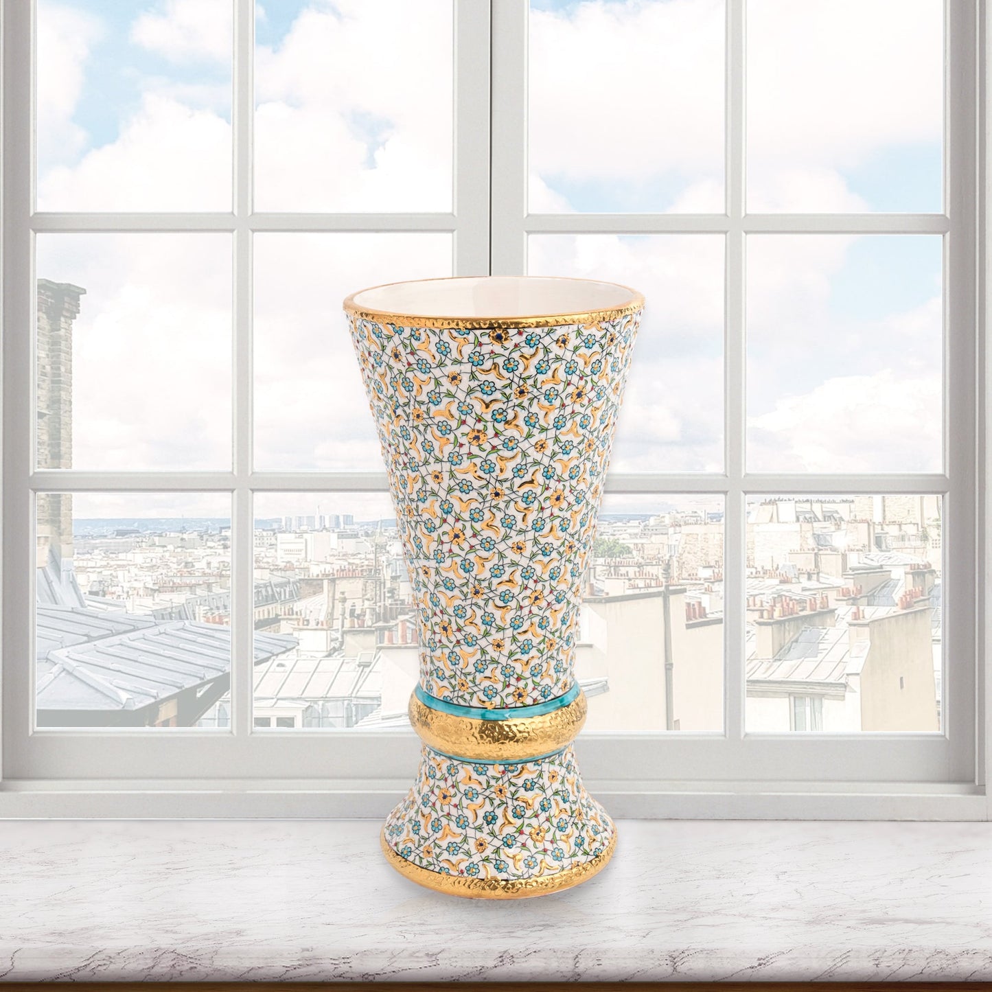 Handmade Ceramic Decorative Vase, Golden Blossom Ceramic Vase, Golden Vase