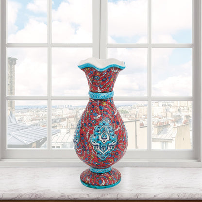 Handmade Ceramic Decorative Vase, Ottoman Scroll Ceramic Vase