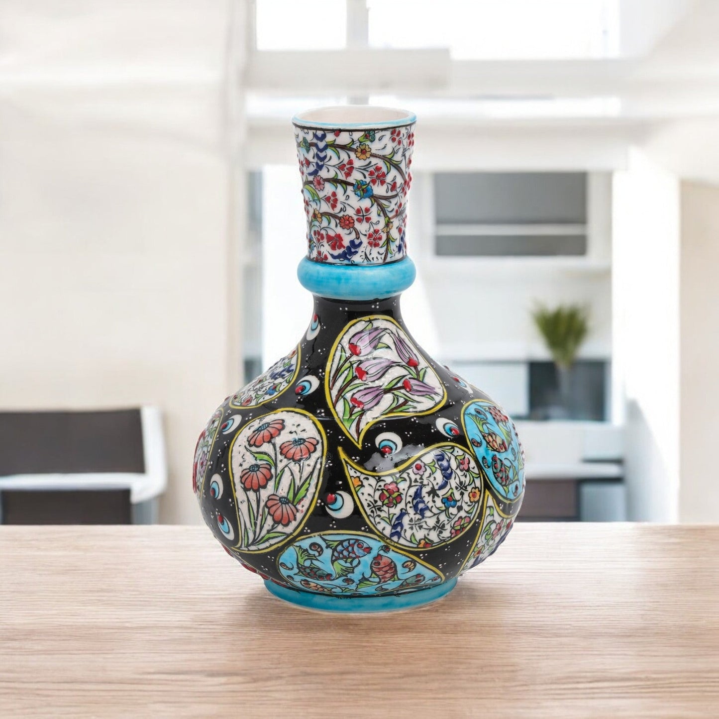 Handmade Ceramic Decorative Vase, Night Garden Ceramic Vase