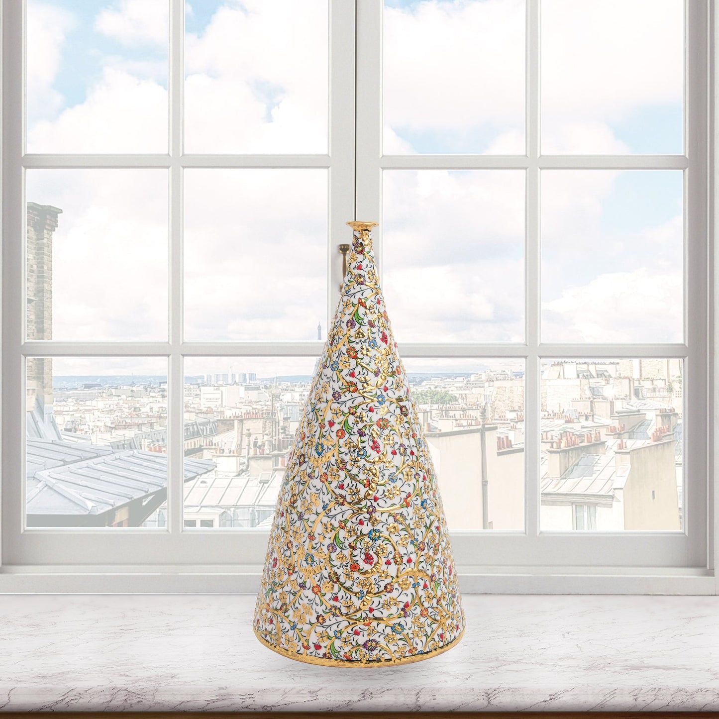 Handmade Ceramic Decorative Vase, Golden Blossom Ceramic Vase, Golden Vase