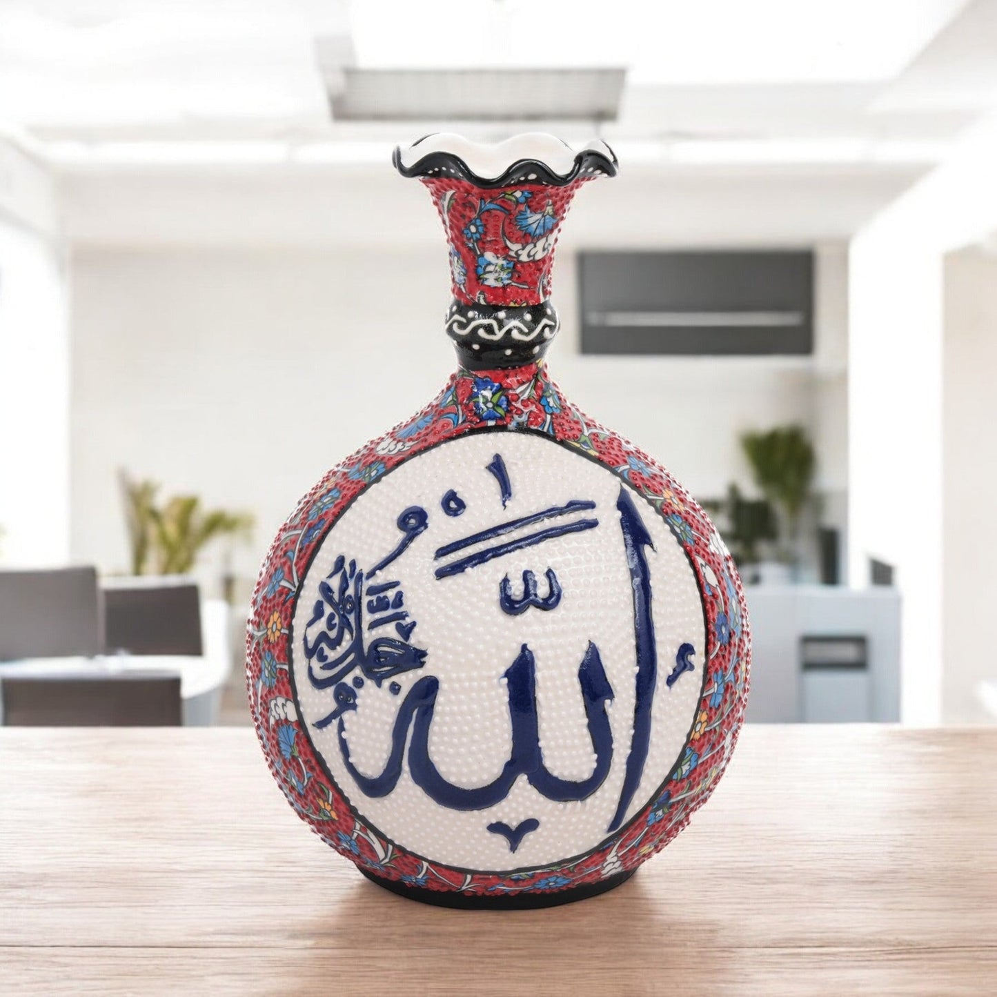 Handmade Ceramic Decorative Vase, Calligraphy Ceramic Vase
