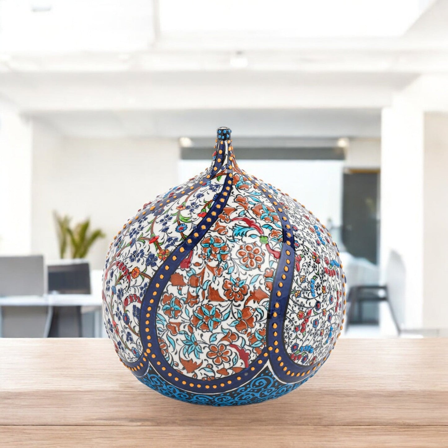 Handmade Ceramic Decorative Vase, Ornate Sphere Ceramic Vase
