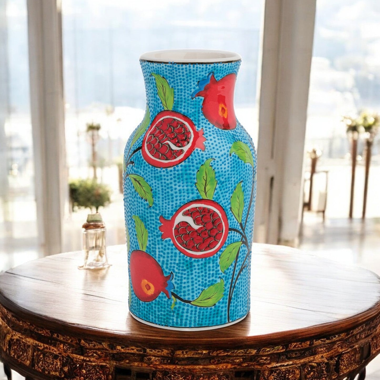 Handmade Ceramic Decorative Vase, Pomegranate Bloom Ceramic Vase