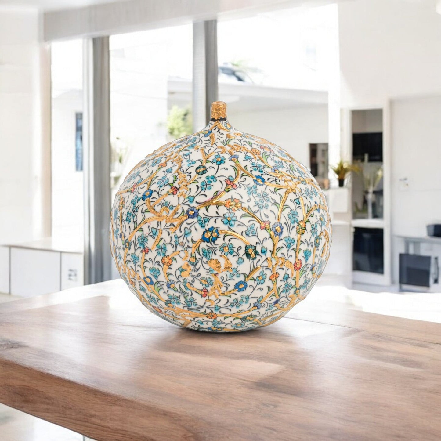 Handmade Ceramic Decorative Vase, Golden Bloom Ceramic Vase, Golden Vase