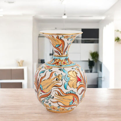 Handmade Ceramic Decorative Vase, Golden Bloom Ceramic Vase, Golden Vase