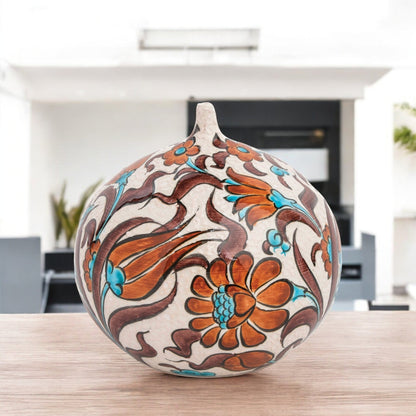 Handmade Ceramic Decorative Vase, Floral Sphere Ceramic Vase