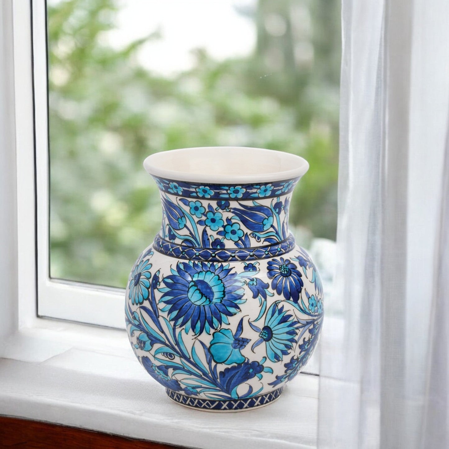 Handmade Ceramic Decorative Vase, Azure Bloom Ceramic Vase