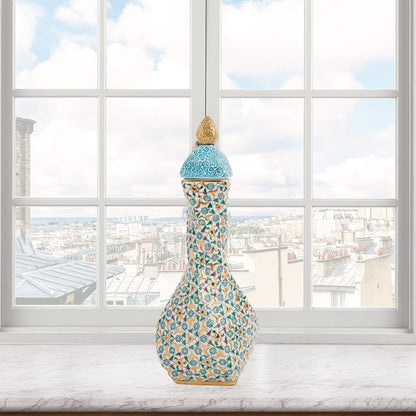 Handmade Ceramic Decorative Vase, Regal Floral Ceramic Vase, Golden Vase