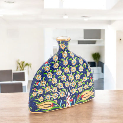 Handmade Ceramic Decorative Vase, Gold Tree Ceramic Vase, Golden Vase