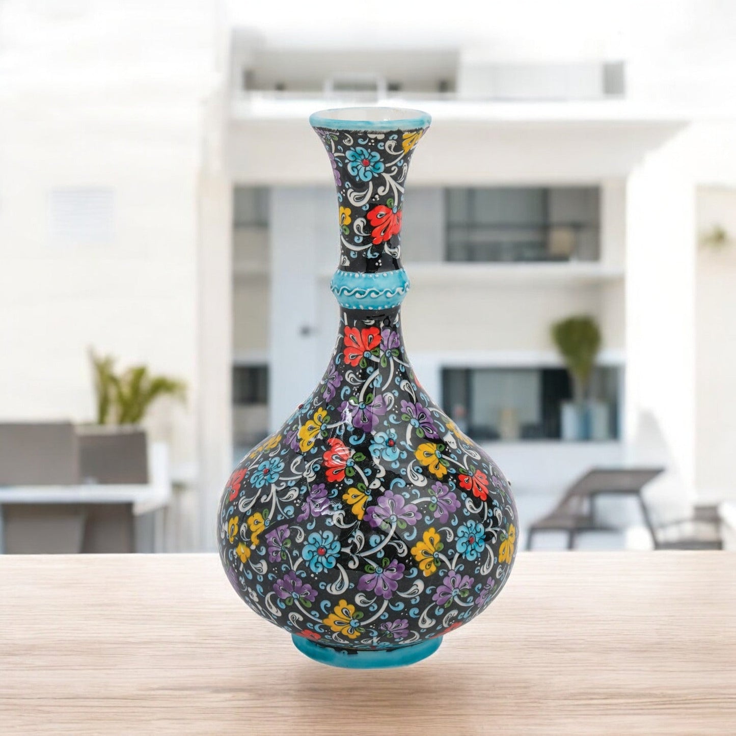 Handmade Ceramic Decorative Vase, Midnight Bloom Ceramic Vase