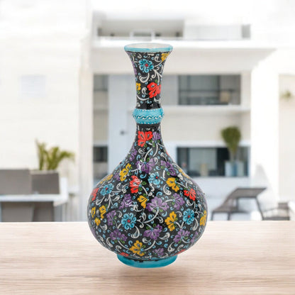 Handmade Ceramic Decorative Vase, Midnight Bloom Ceramic Vase
