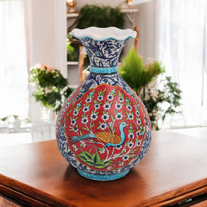 Handmade Ceramic Decorative Vase, Peacock Garden Ceramic Vase
