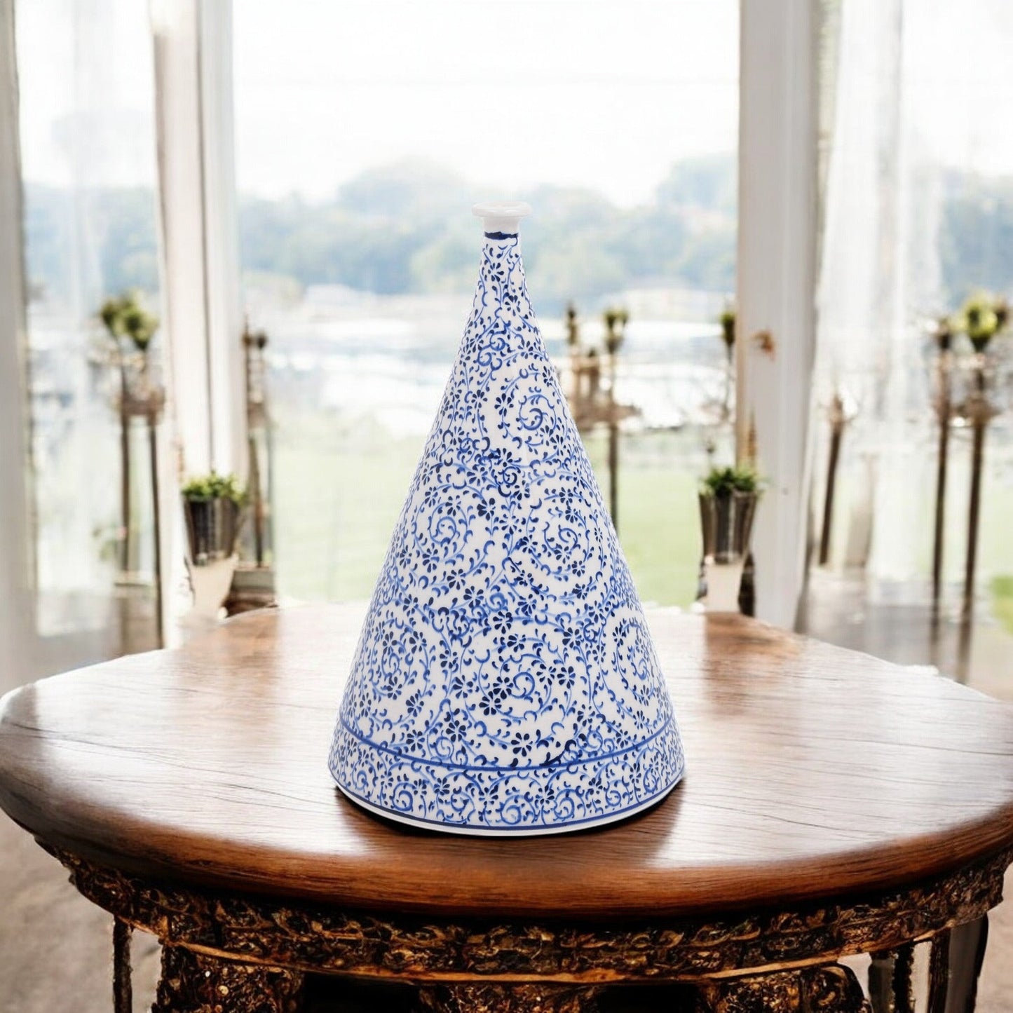 Handmade Ceramic Decorative Vase, Blue Vine Ceramic Vase