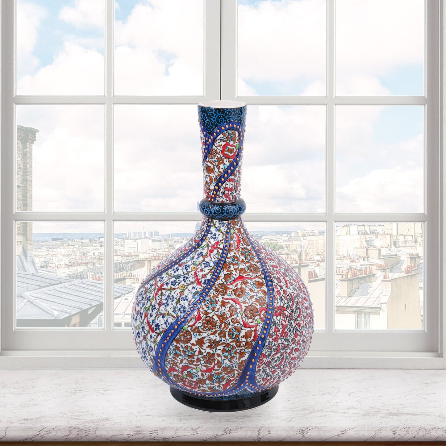 Handmade Ceramic Decorative Vase, Oriental Garden Ceramic Vase