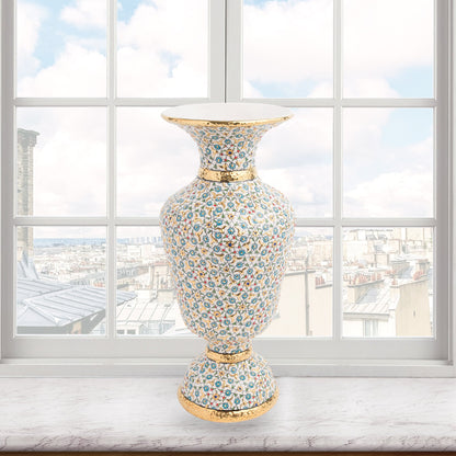 Handmade Ceramic Decorative Vase, Blossom Elegance Ceramic Vase, Golden Vase