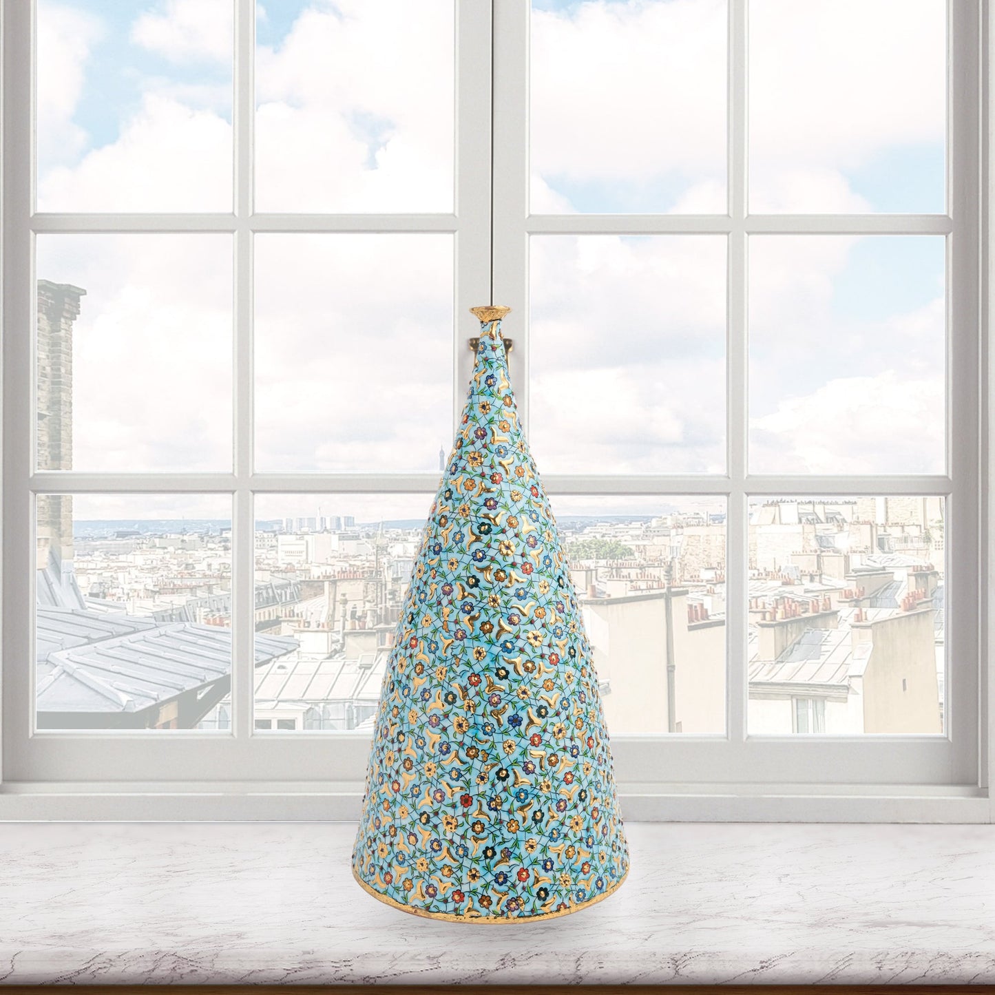 Handmade Ceramic Decorative Vase, Ottoman Blossom Ceramic Vase, Golden Vase