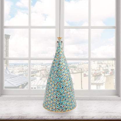 Handmade Ceramic Decorative Vase, Ottoman Blossom Ceramic Vase, Golden Vase