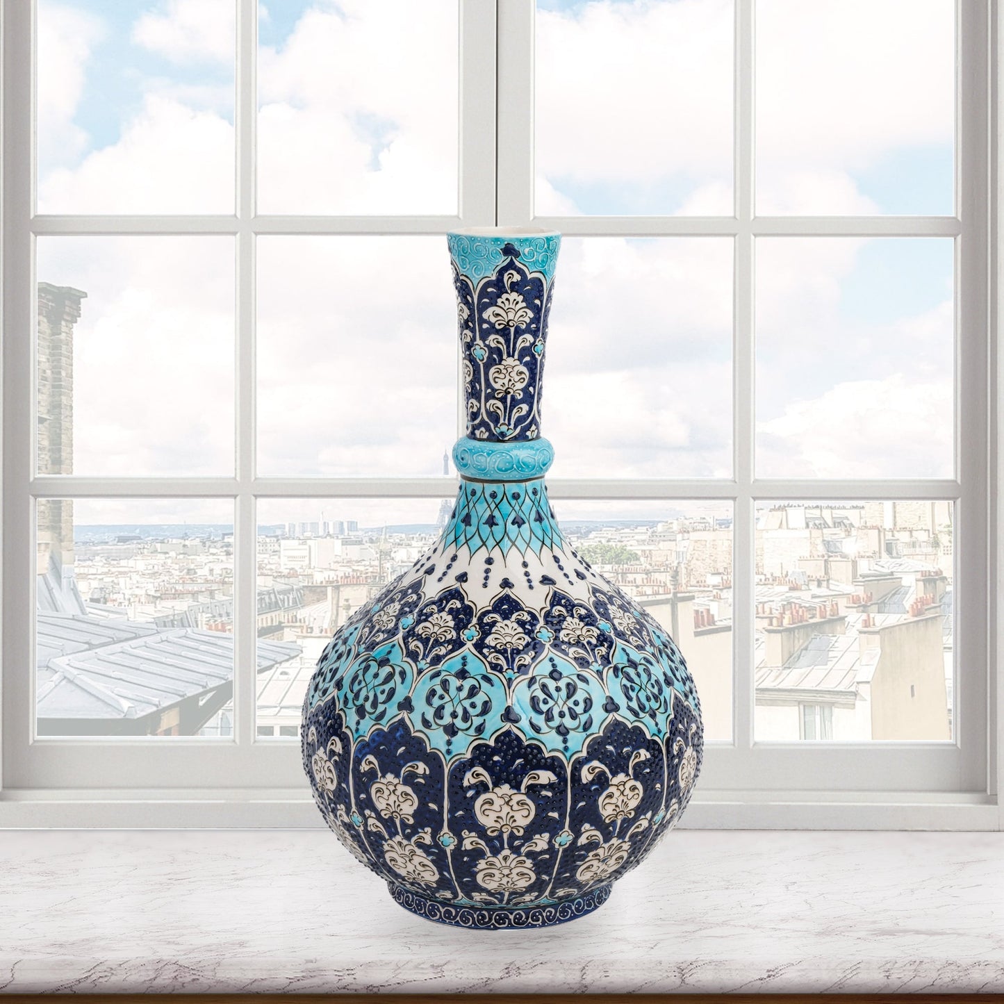 Handmade Ceramic Decorative Vase, Royal Blue Ceramic Vase