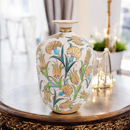 Handmade Ceramic Decorative Vase, Royal Botanica Ceramic Vase, Golden Vase
