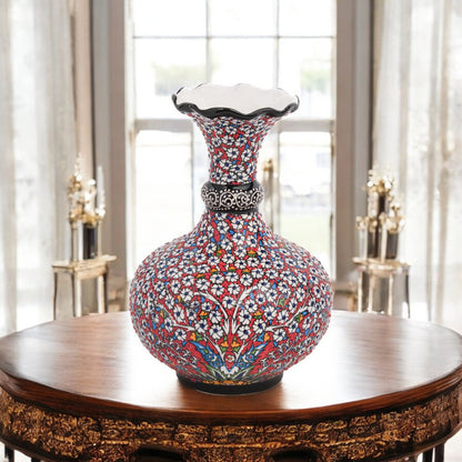 Handmade Ceramic Decorative Vase, Floral Mosaic Ceramic Vase