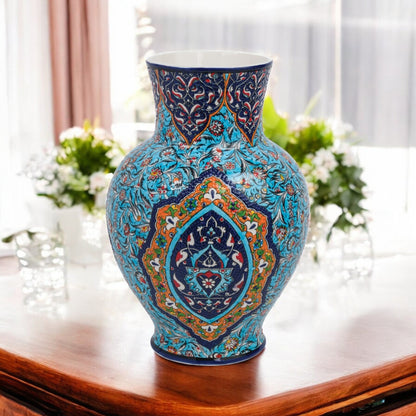 Handmade Ceramic Decorative Vase, Oriental Medallion Ceramic Vase