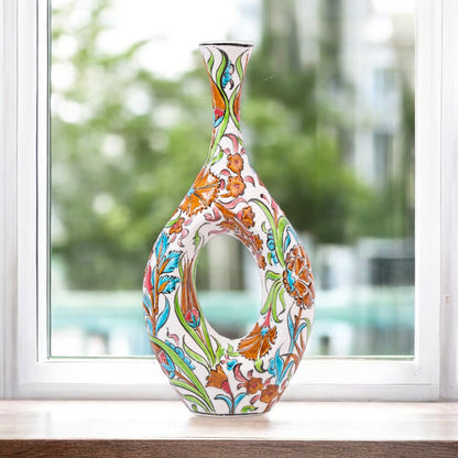 Handmade Ceramic Decorative Vase, Ornate Loop Ceramic Vase