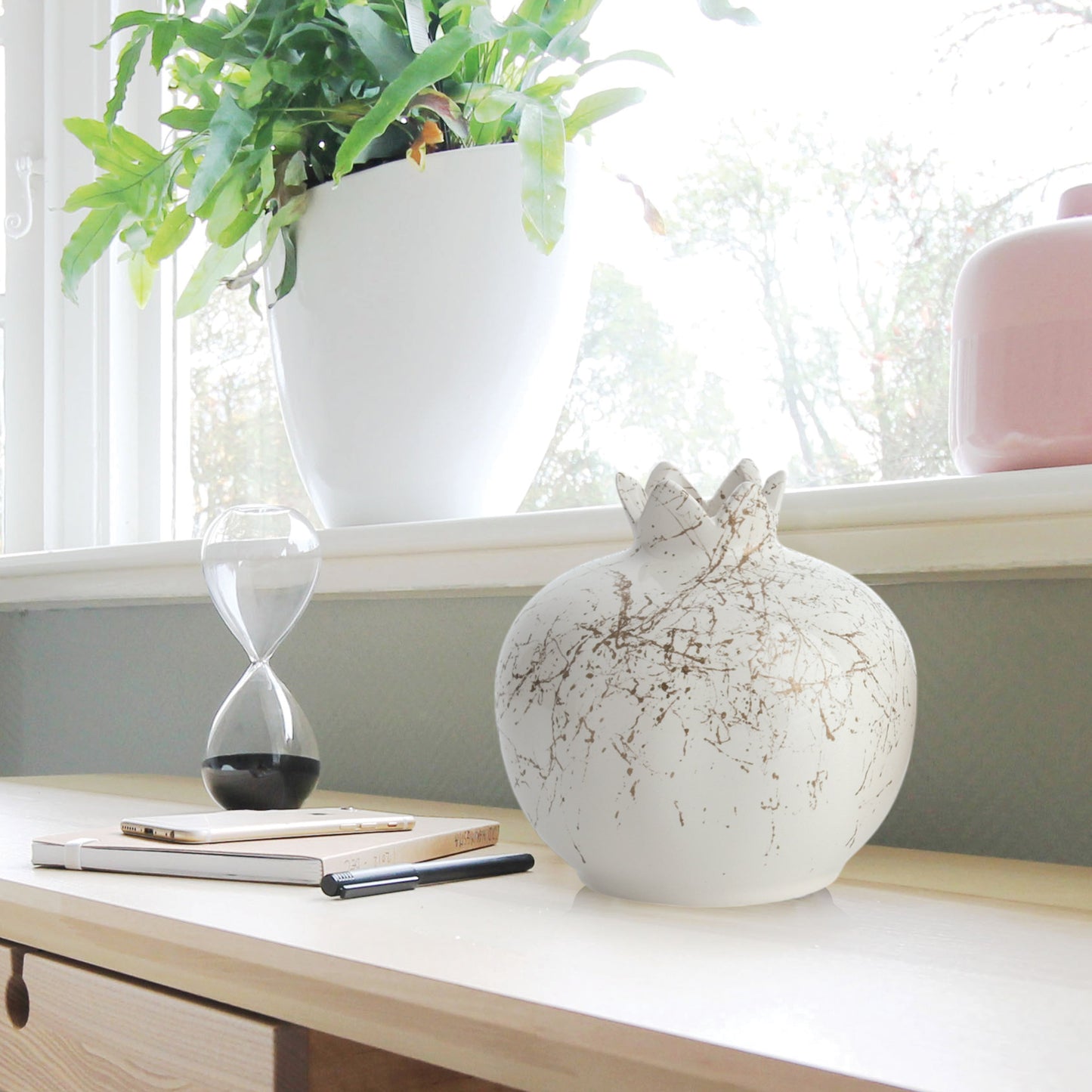 Handmade Ceramic Pomegranate Vase, Ceramic Vase Home Decor