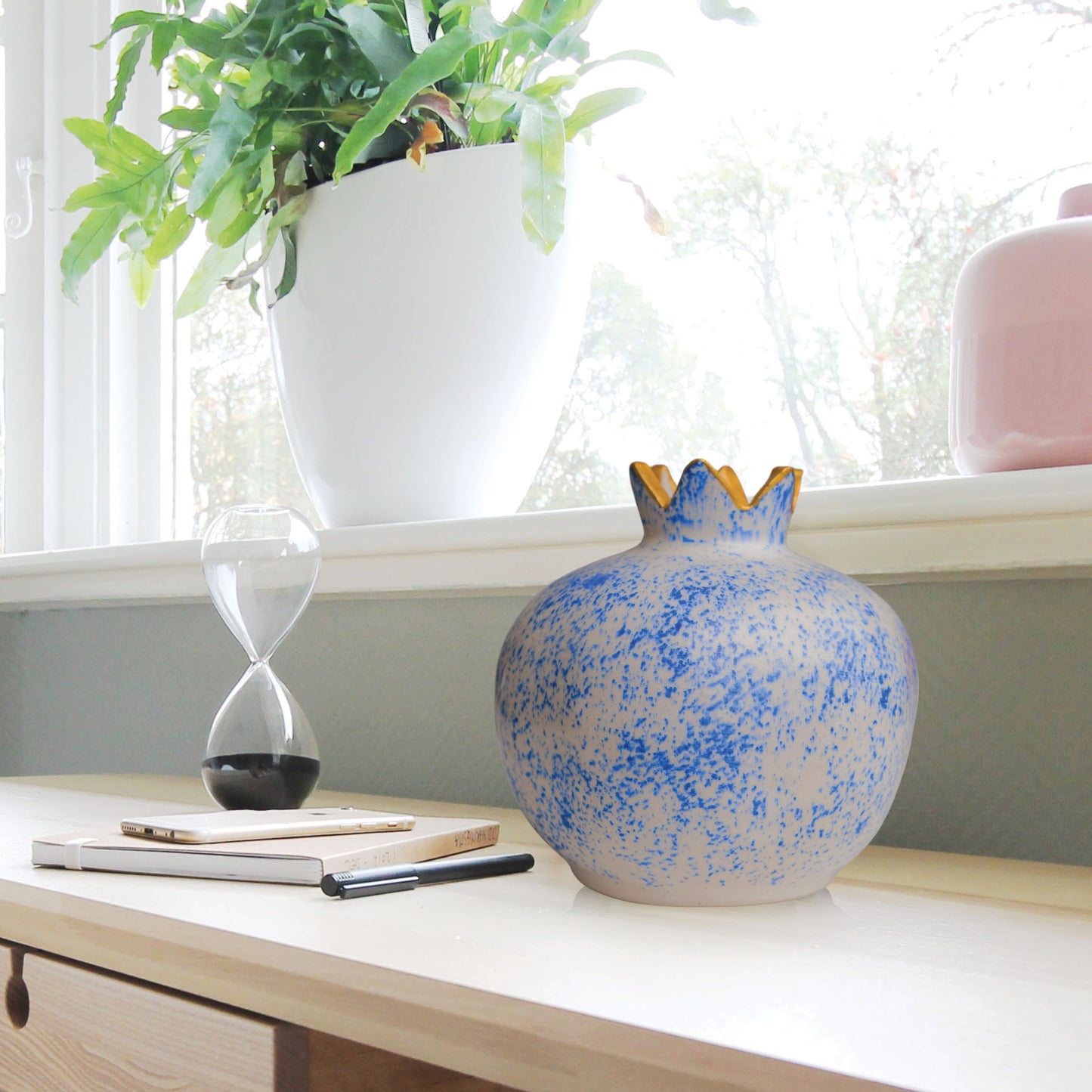 Handmade Ceramic Pomegranate Vase, Ceramic Vase Home Decor