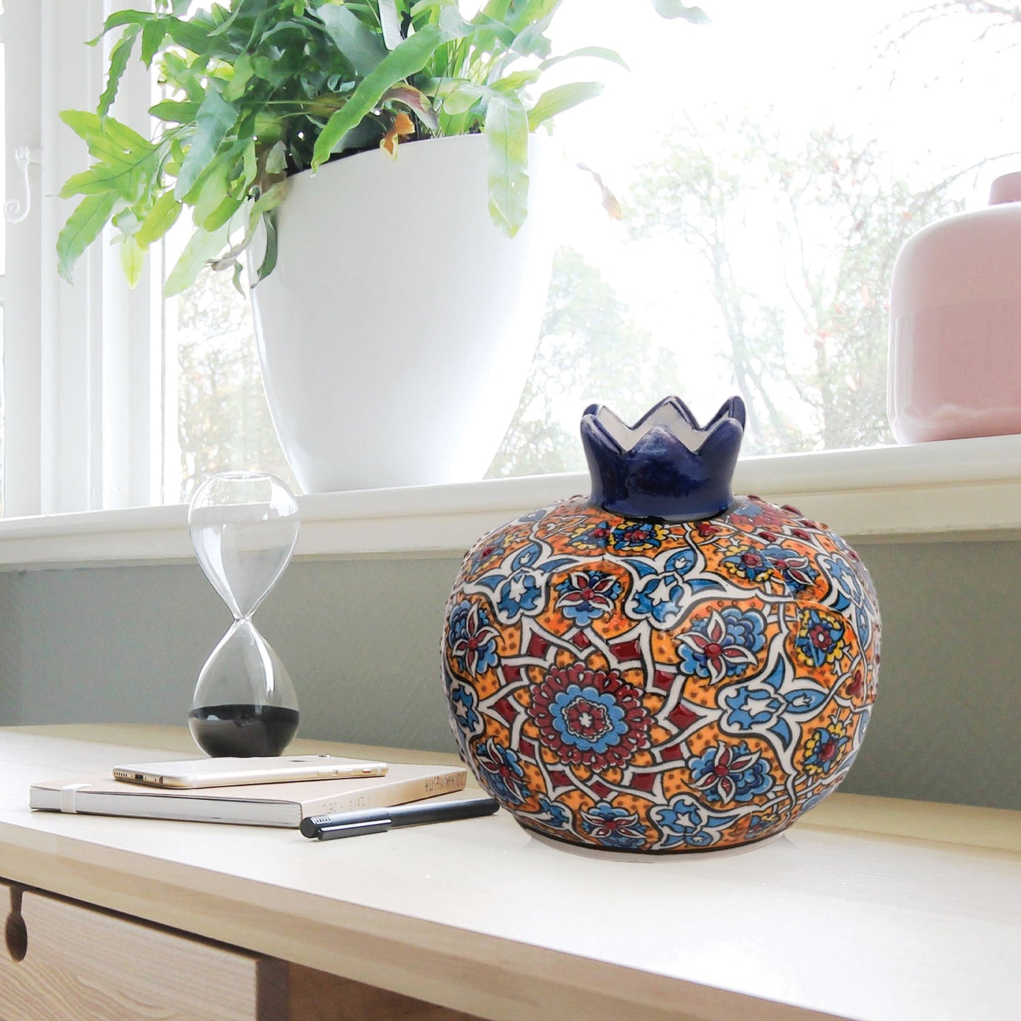 Handmade Ceramic Pomegranate Vase, Ceramic Vase Home Decor