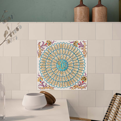 Handmade Ceramic Tile, Golden Divine Mandala Tile