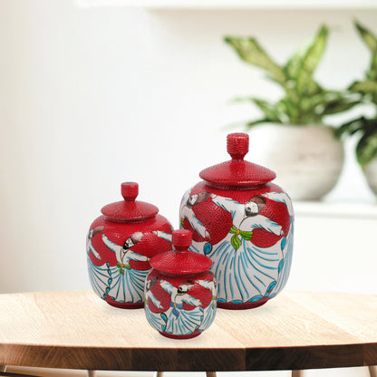 Handmade Ceramic Jar, Whirling Dervish Decorative Jar with Lid, Ceramic Jars Set of 3