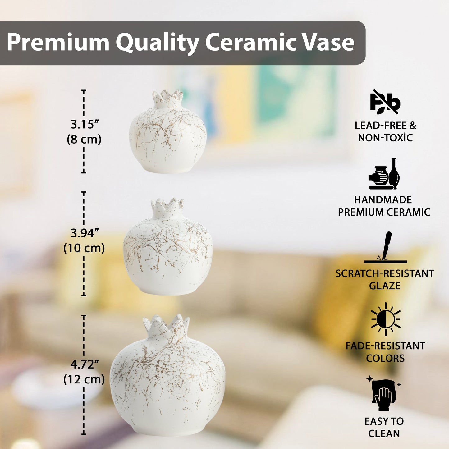 Handmade Ceramic Pomegranate Vase, Ceramic Vase Home Decor