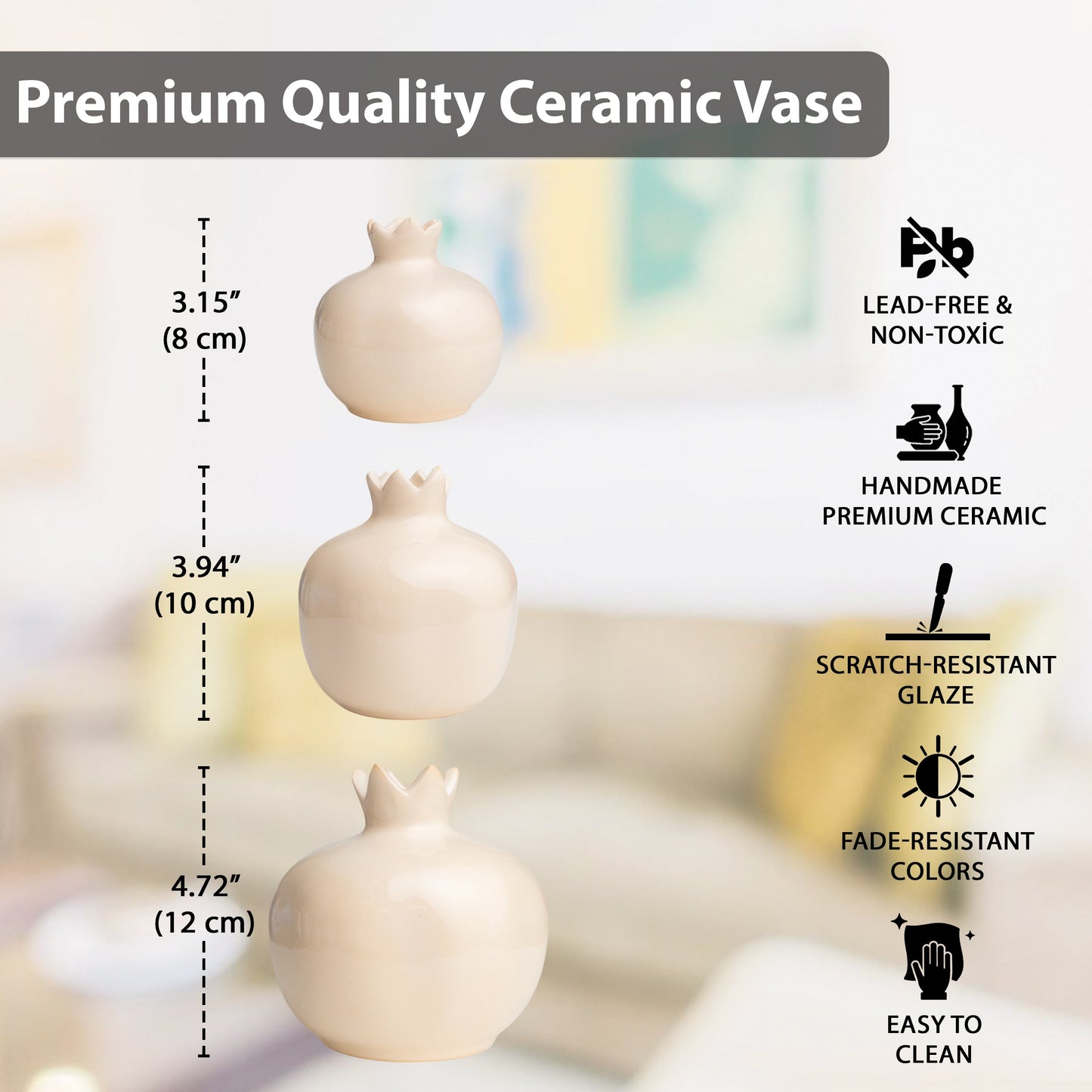 Handmade Ceramic Pomegranate Vase, Ceramic Vase Home Decor