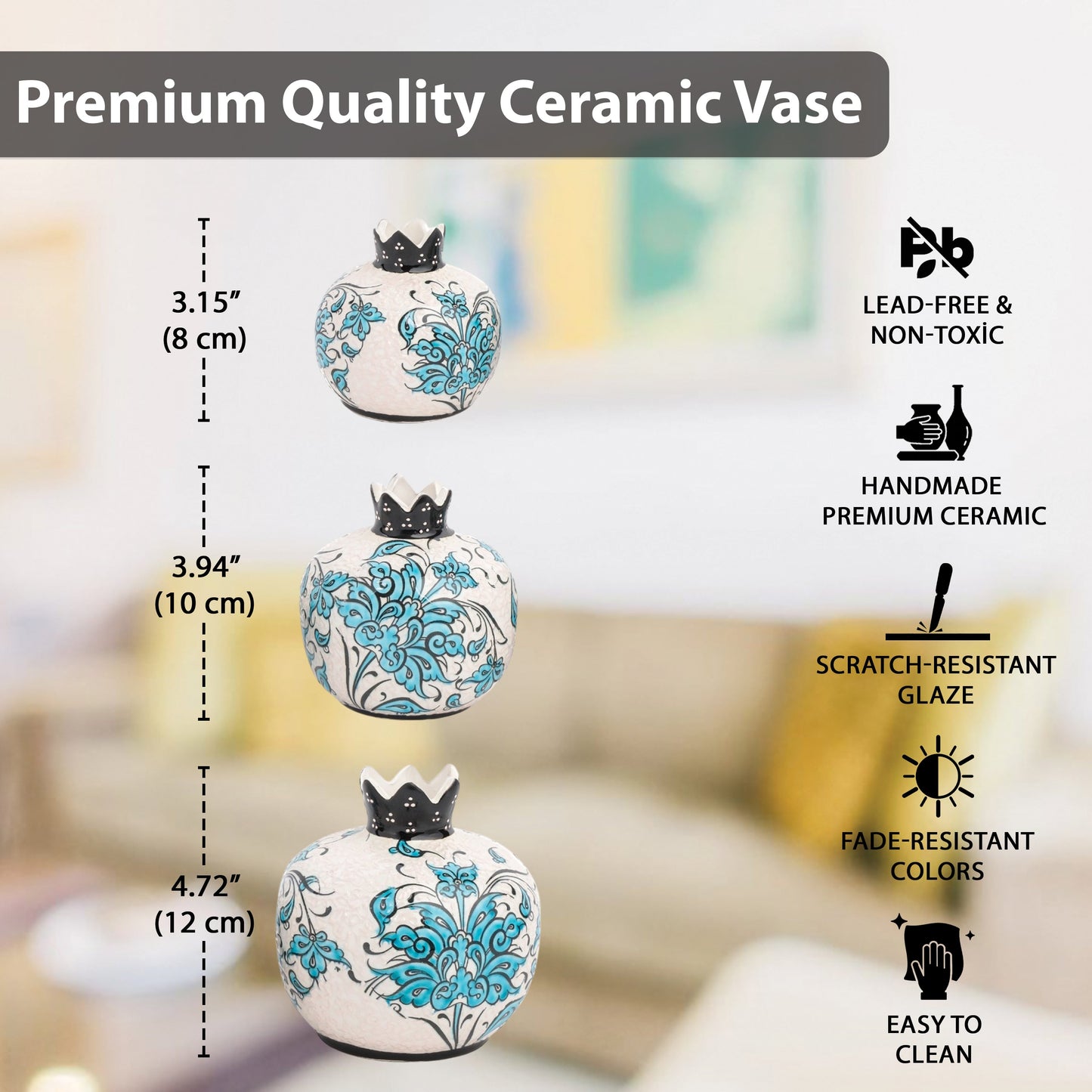 Handmade Ceramic Pomegranate Vase, Ceramic Vase Home Decor