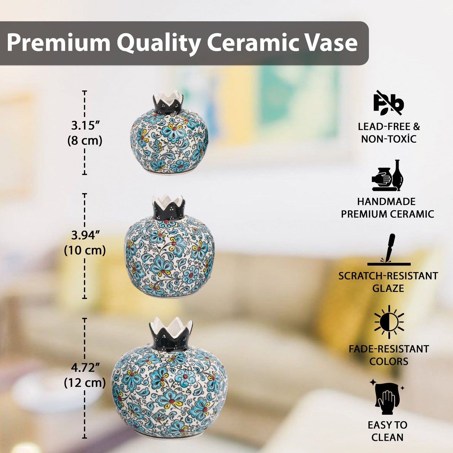 Handmade Ceramic Pomegranate Vase, Ceramic Vase Home Decor