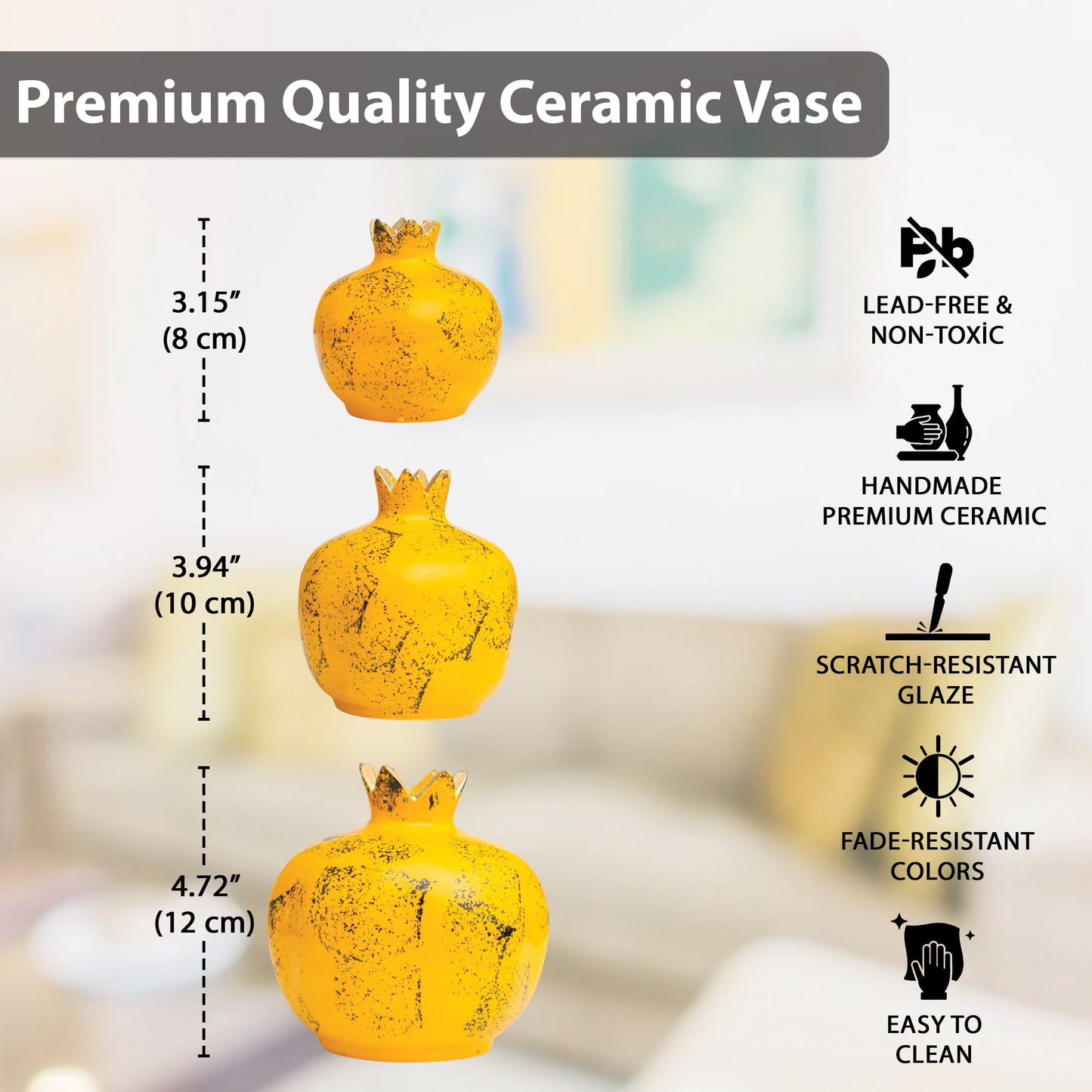 Handmade Ceramic Pomegranate Vase, Ceramic Vase Home Decor