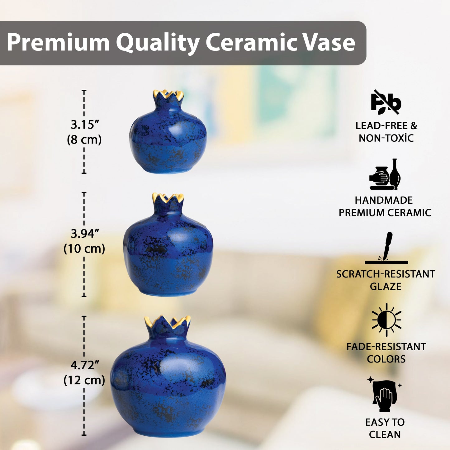 Handmade Ceramic Pomegranate Vase, Ceramic Vase Home Decor