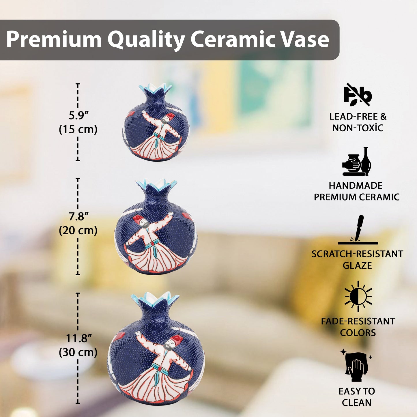 Handmade Ceramic Pomegranate Vase, Ceramic Vase Home Decor