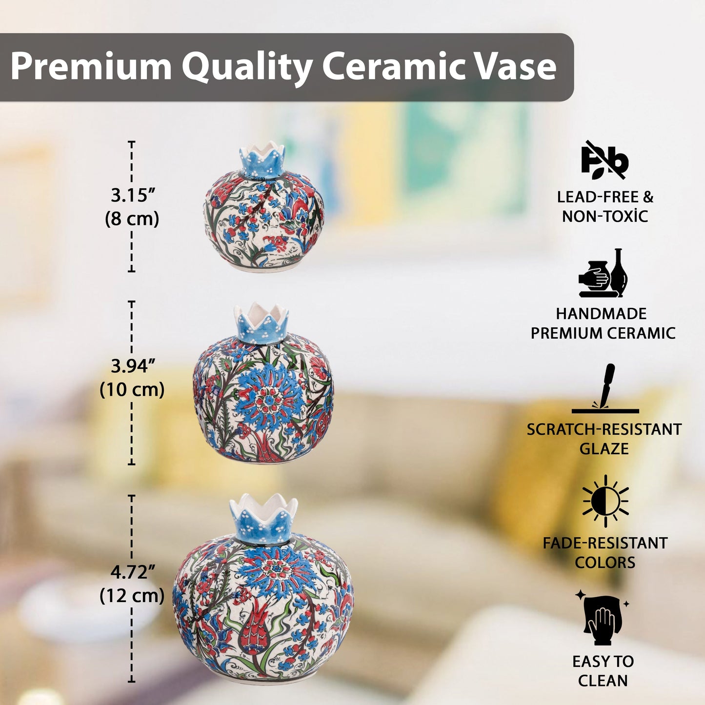 Handmade Ceramic Pomegranate Vase, Ceramic Vase Home Decor