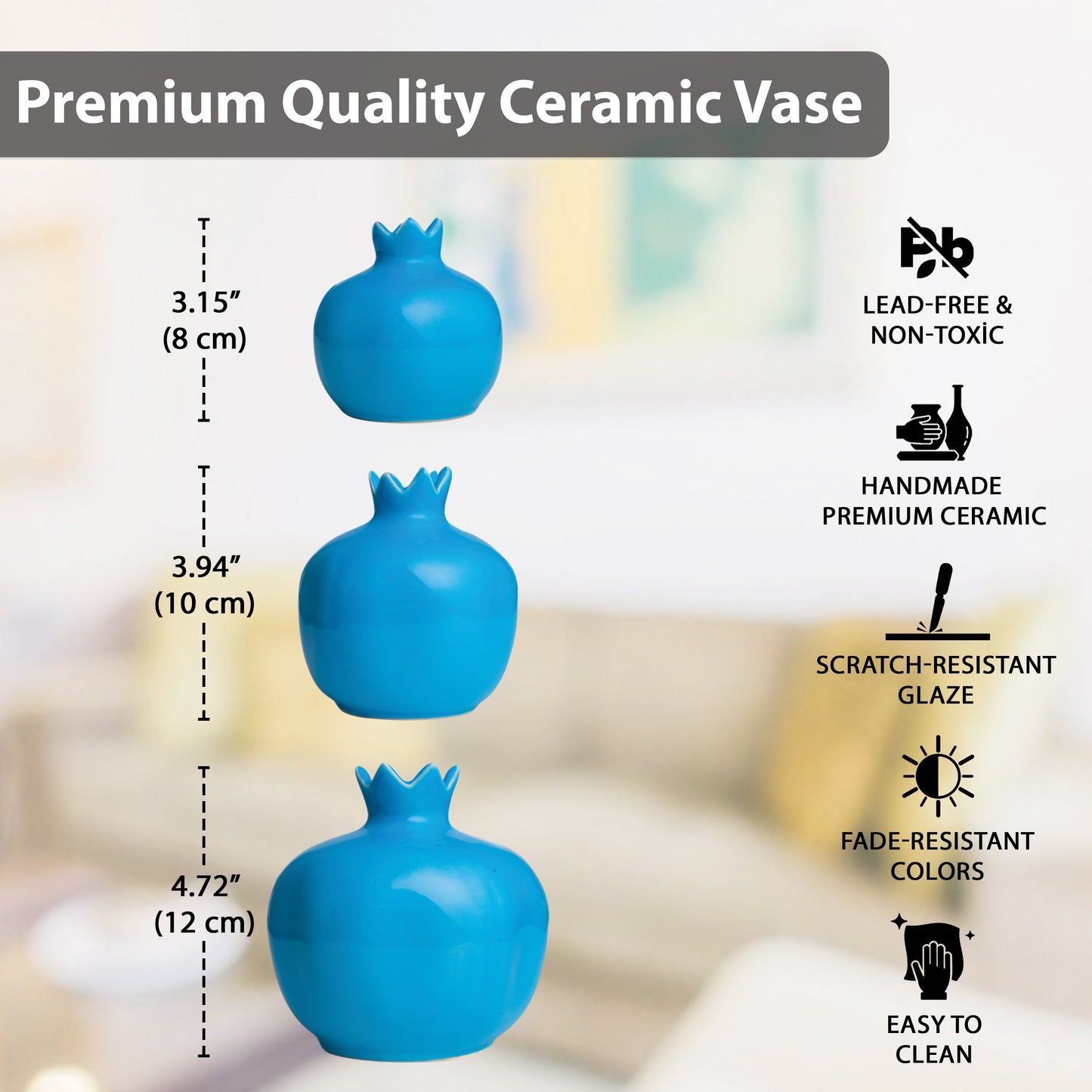 Handmade Ceramic Pomegranate Vase, Ceramic Vase Home Decor