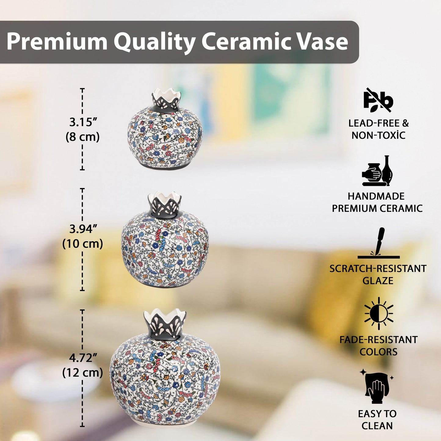 Handmade Ceramic Pomegranate Vase, Ceramic Vase Home Decor