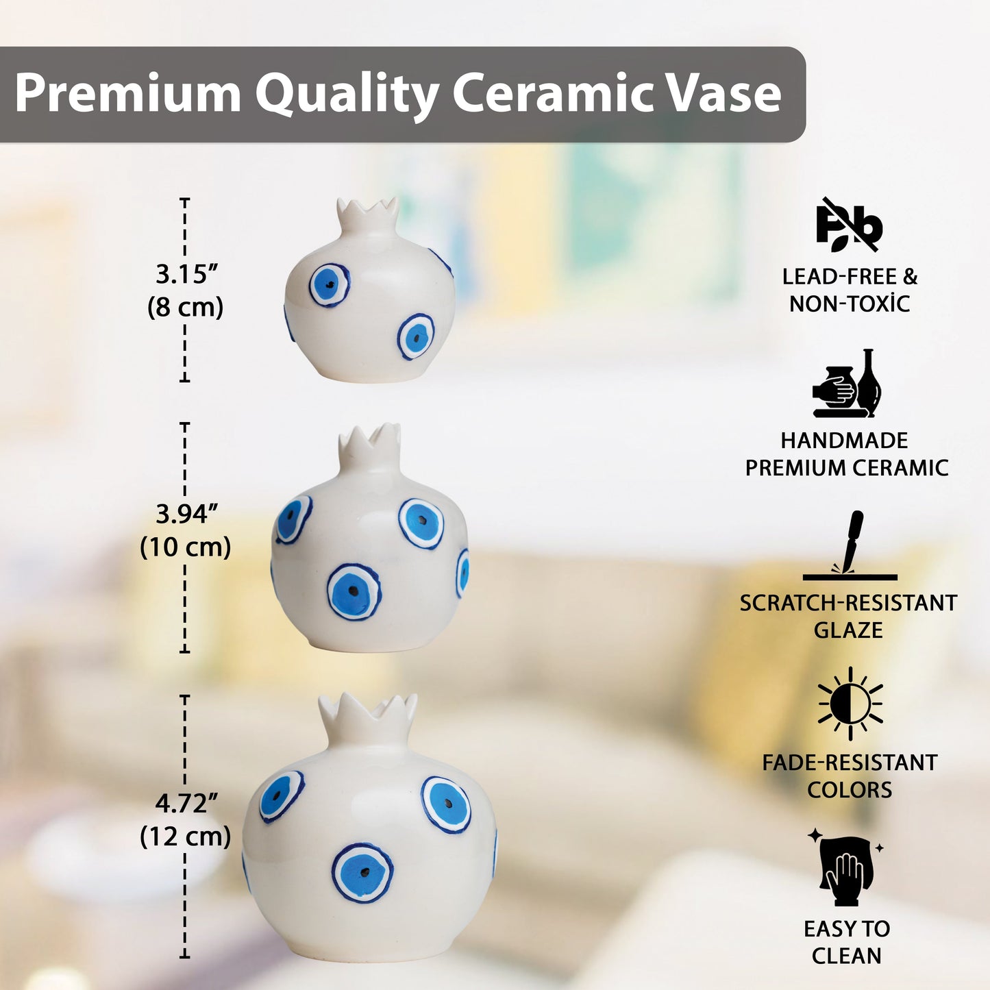 Handmade Ceramic Pomegranate Vase, Ceramic Vase Home Decor