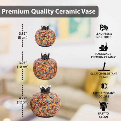 Handmade Ceramic Pomegranate Vase, Ceramic Vase Home Decor