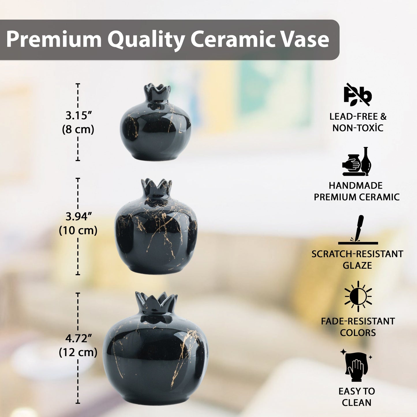 Handmade Ceramic Pomegranate Vase, Ceramic Vase Home Decor