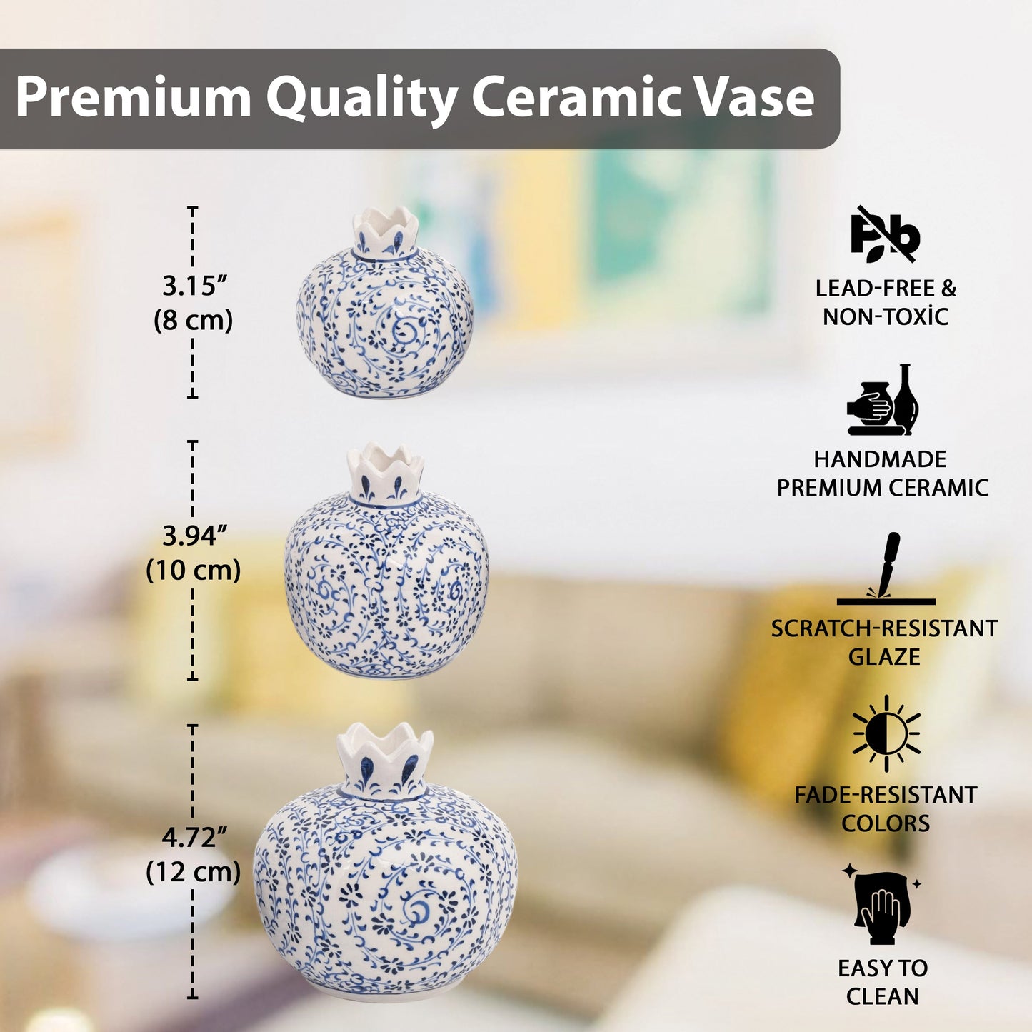 Handmade Ceramic Pomegranate Vase, Ceramic Vase Home Decor