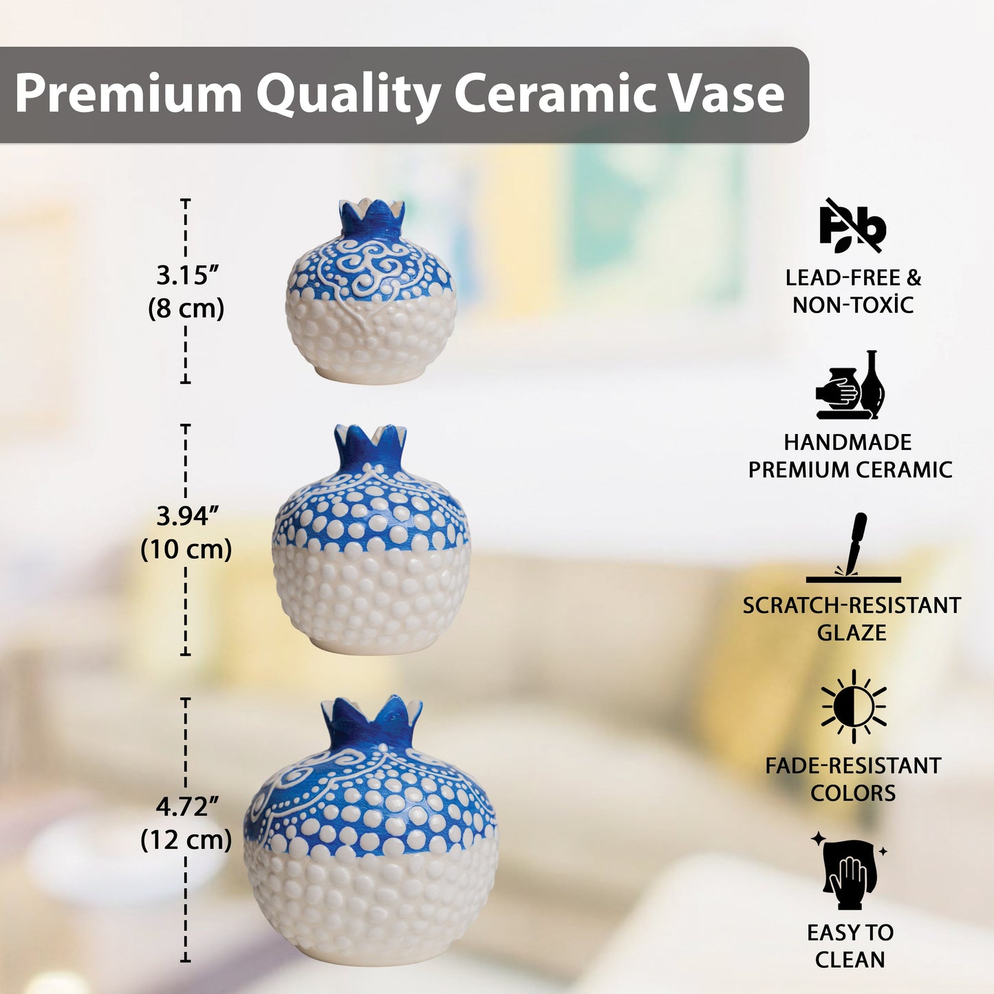 Handmade Ceramic Pomegranate Vase, Ceramic Vase Home Decor