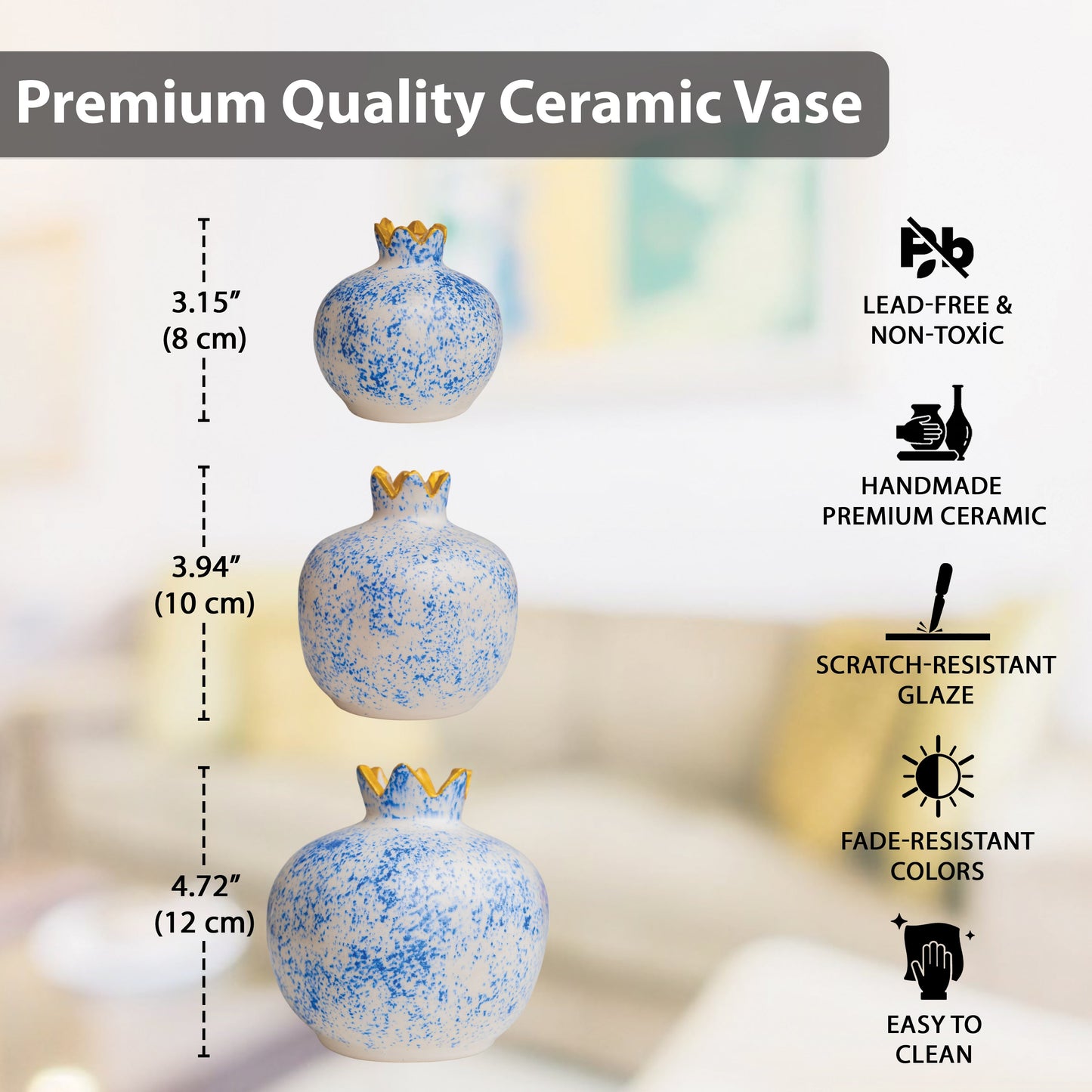 Handmade Ceramic Pomegranate Vase, Ceramic Vase Home Decor