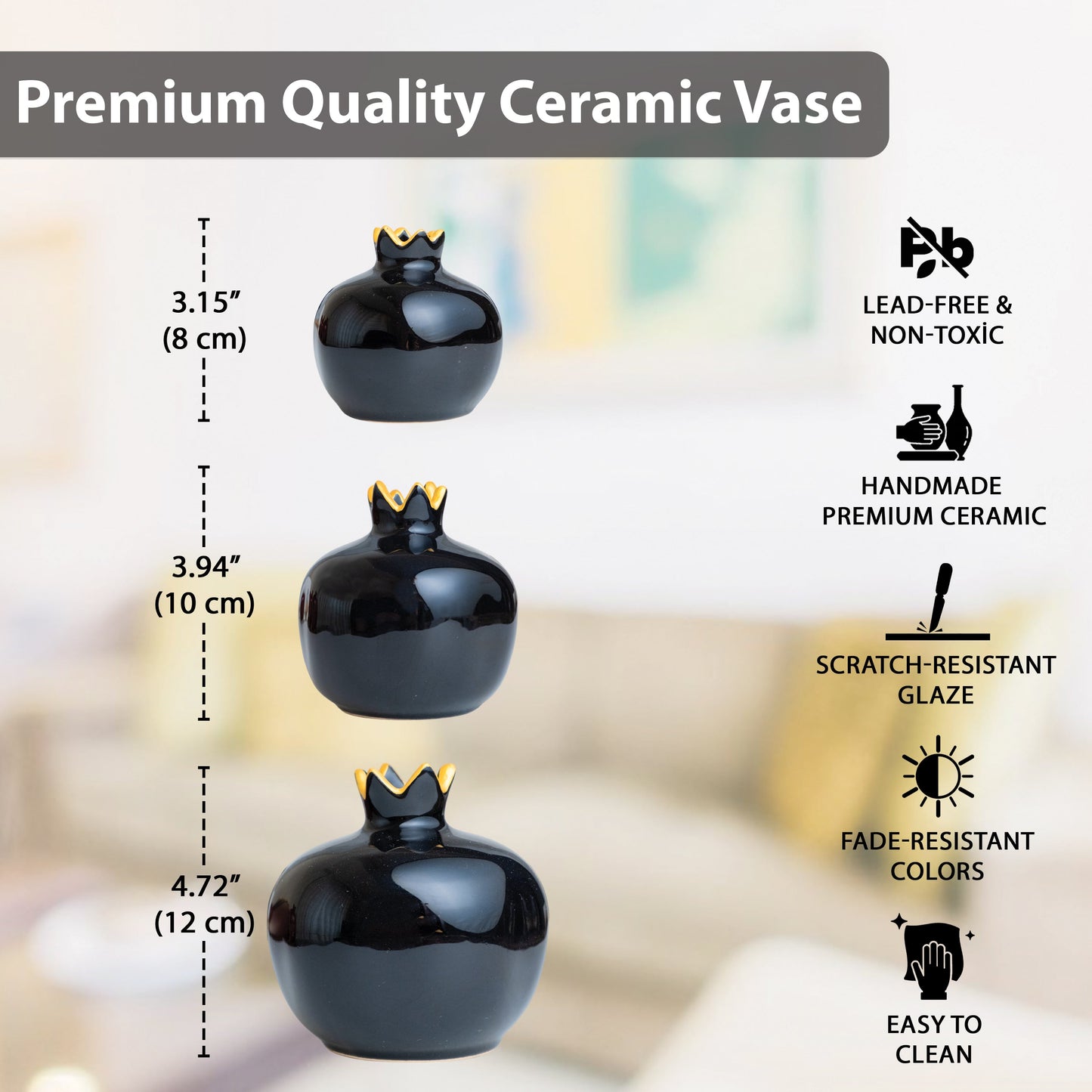 Handmade Ceramic Pomegranate Vase, Ceramic Vase Home Decor