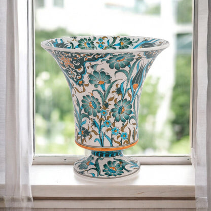 Handmade Ceramic Decorative Vase, Floral Chalice Ceramic Vase