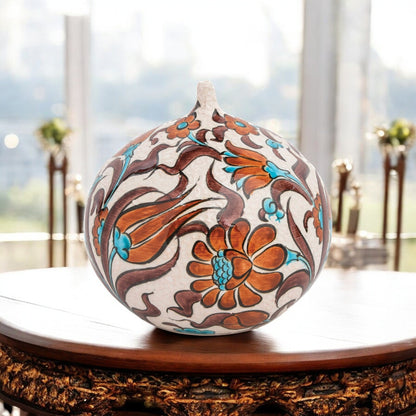 Handmade Ceramic Decorative Vase, Floral Sphere Ceramic Vase